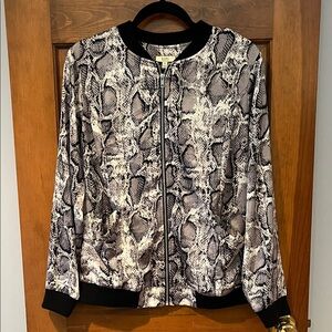 Kori America Snakeskin Full Zip Bomber Jacket
